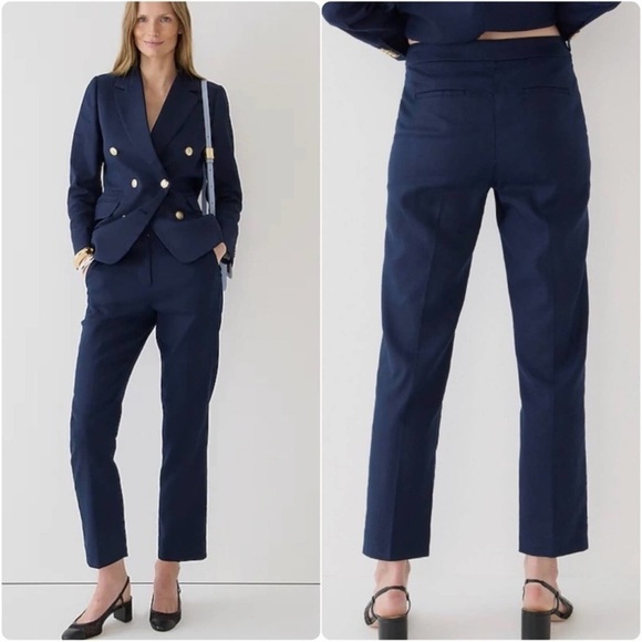 J Crew Kate Pant Navy Blue Straight Leg Four Season Stretch Womens Size 8P NEW - Picture 1 of 14